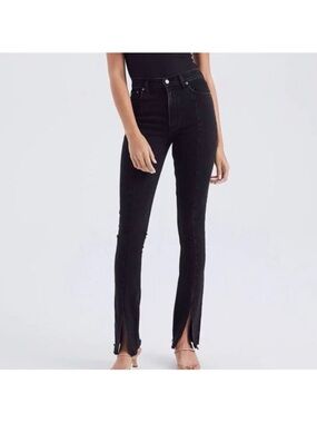 Abercrombie & Fitch The Skinny High Rise Black Split Hem Jeans 29/8
